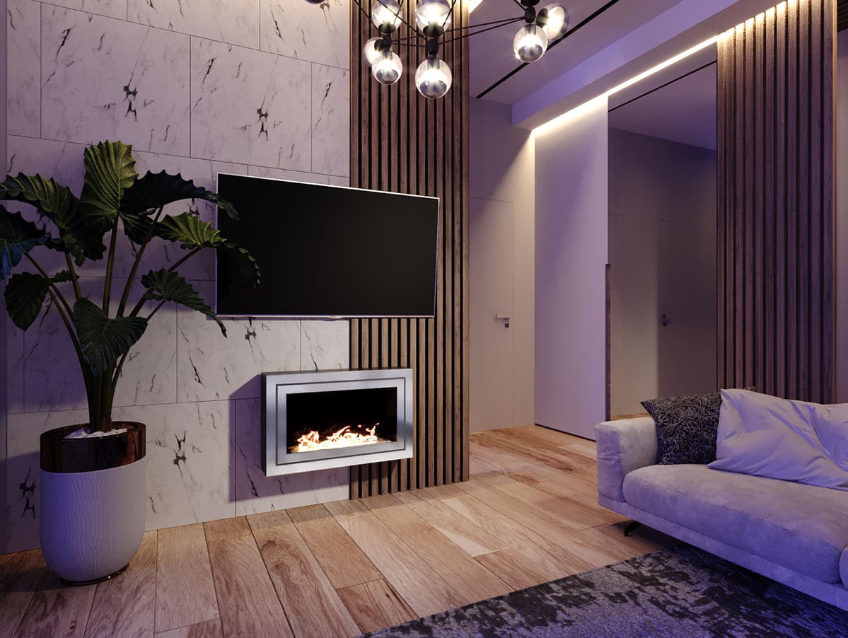 Биокамин "Русский огонь" Стенли 800N настенный (высота 500мм.) с декоративным стеклом (стемалитом) по цене 36 600 руб.