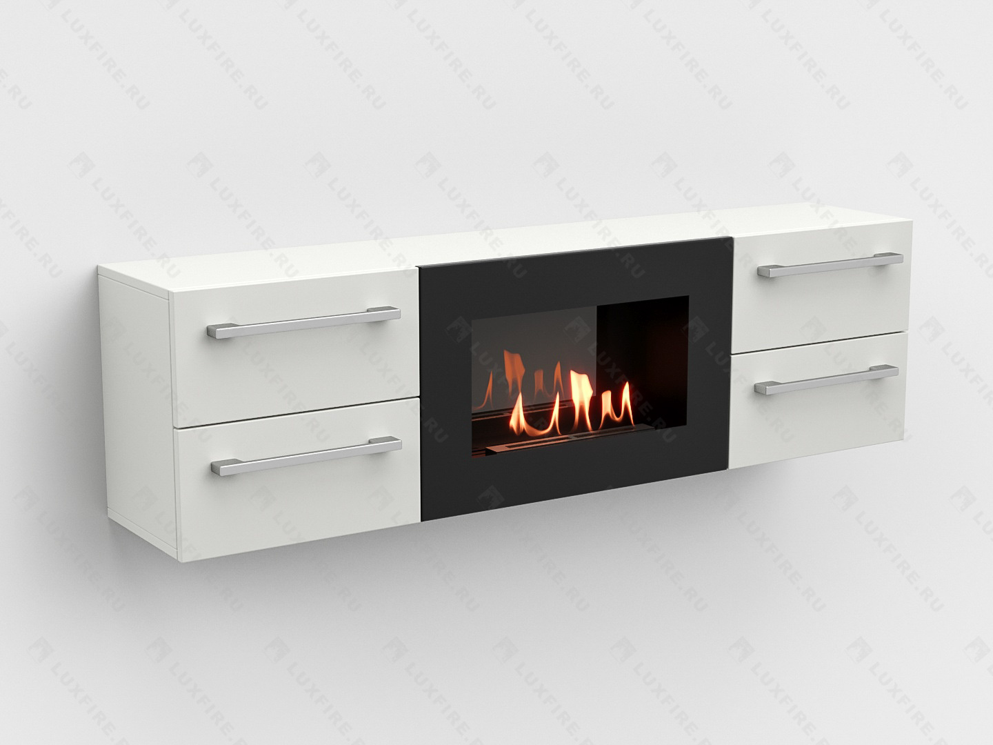 Тумба ТВ Lux Fire "Нева" настенная 1400 матовая, белая, с биокамином 600 Тумба ТВ Lux Fire "Нева" настенная 1400 матовая, белая, с биокамином 600