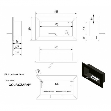 Биокамин Kratki GOLF VERTICAL, TUV по цене €155