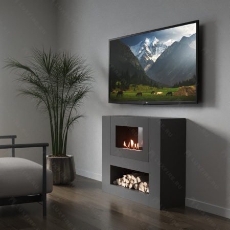 Тумба LUXFIRE с биокамином "Лукоморье" 900 (графит) по цене 67 633 руб.
