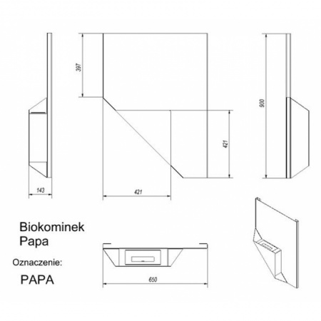 Настенный биокамин Kratki PAPA Настенный биокамин Kratki PAPA по цене